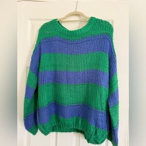 Cozy Green and Blue Striped Sweater